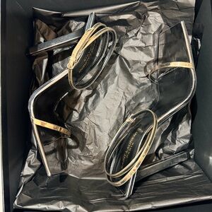Saint Laurent Black and Gold Heels